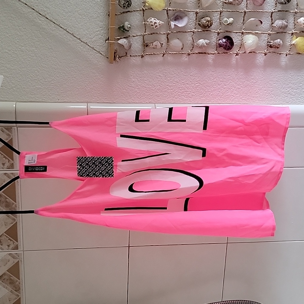 Neon Pink LOVE Racerback Tank - Picture 3 of 5